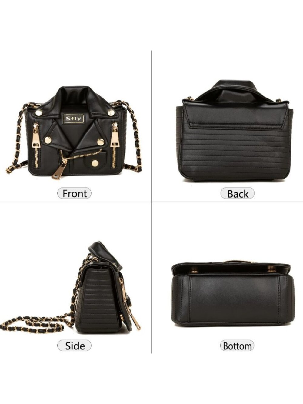 Chic Women's Leather Satchel Bag with Chain Strap | Stylish Crossbody & Evening - Picture 5 of 7